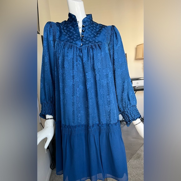 Jovovich-Hawk silk royal blue dress- Beautifully Made! 100% SILK - Picture 3 of 15